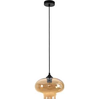 👉 Hanglamp zwart glas Artdelight Toronto Ø 27 cm amber 8719831736898