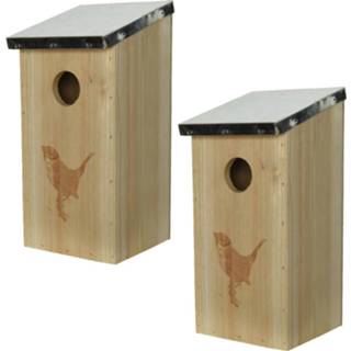 👉 Vogelhuisje vurenhout 2x Stuks Vogelhuisjes/nestkastjes Van 12 X 13,5 26 Cm - Vogelhuisjes 8720576058688