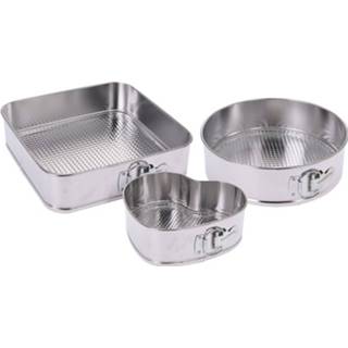 👉 Bakblik zilver 4goodz Springvormset - 3 Bakblikken Rond En Hartvormig 6013926552519