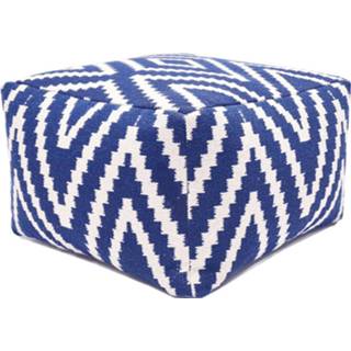 👉 Poef blauw Sunfield Ottoman 55x37x55 Cm Kilim Vloerkussen Peru Kleurrijke 7428471121100