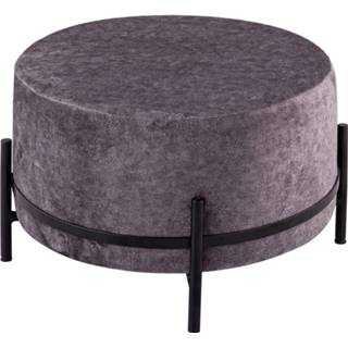 👉 Poef zwart suede Sunfield Ø 55 Hoogte 37cm Look Met Ijzeren Frame 7428476588717