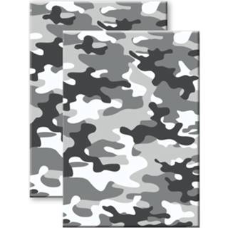 👉 Schrift grijs Set Van 2x Stuks Camouflage/legerprint Luxe Schrift/notitieboek Gelinieerd A4 Formaat - Notitieboek 8720576536810