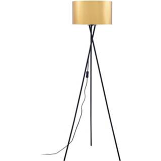 👉 Staande lamp zwart metaal gouden Van - En Chromen Kap Diam 34 X H 140 Cm 3248116521775