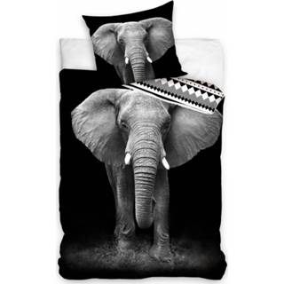👉 Dekbedovertrek zwart wit katoen Carbotex Elephant 140 X 200 Cm Zwart/wit 8592850329032