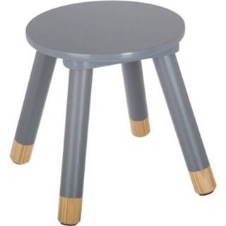 👉 Kruk grijs hout kinderen Orange85 Krukje - 24 X 26,5 Cm Rond Kindermeubels 8720289426231