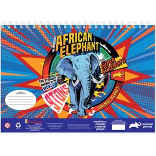 👉 Kleurboek blauw papier Animal Planet Met Stickers Olifant 33 Cm 8720585088126