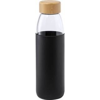 👉 Glazen waterfles zwarte siliconen Waterfles/drinkfles Met Bescherm Hoes 540 Ml - Drinkflessen 8720576512081