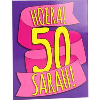 👉 Wenskaart paars Paper Dreams Hoera! 50 Sarah! 16 X 12,5 Cm 8716764127144