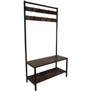 👉 Kapstok zwart bruin 4livingz Retro Stevige Industriële 42x100x183 Cm - Zwart/bruin 8720572200845