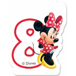 👉 Rood wax Procos Cijferkaars '8' Minnie Mouse Junior 8 Cm 5201184829271