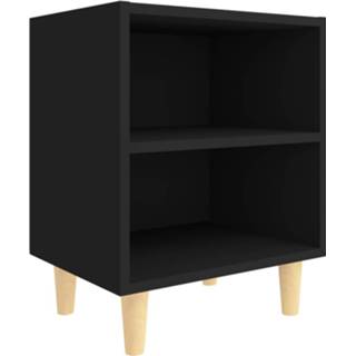 👉 Nachtkastje zwart houten Vidaxl Met Massief Poten 40x30x50 Cm 8720286355909