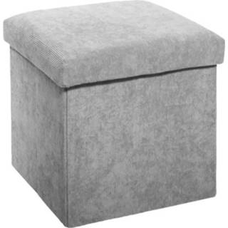 👉 Poef grijs Opvouwbare Van Corduroy - L 38 X D H Cm 3560238704646