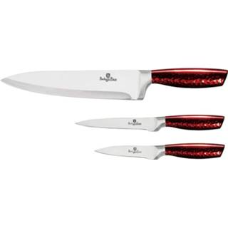 👉 Messenset rood RVS zilver Berlinger Haus Burgundy Zilver/rood 3-delig 5999108416866