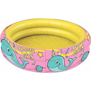 👉 Opblaaszwembad roze geel Arditex Whale Junior 100 X 30 Cm Roze/geel 5204549134621
