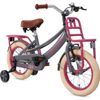 👉 Kinderfiets grijs roze Remnaaf i.c.m. V-Brake meisjes active kinderen Supersuper Lola 14