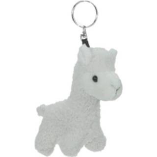 👉 Dieren sleutelhanger witte alpaca 12 cm