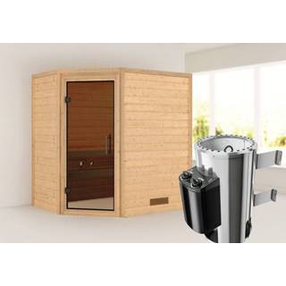 👉 Kachel Karibu | Sauna Cilja met Dakkraag Antracietglas 3,6 kW Geïntegreerde Bediening 4010090861098