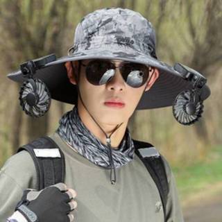 👉 Inktpatron grijs active Inktpatroon Zonne-ventilatorhoed Zomer grootgerande hoed Zonnehoed Outdoor Fishing Fisherman Hat, maat: verstelbaar 56-60cm (diepgrijs)