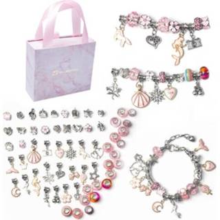 👉 Handgemaakt sieraad roze active kinderen 63 in 1 cartoon diy handgemaakte sieraden hand ketting armband (roze)