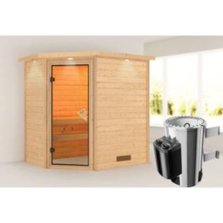 👉 Kachel Karibu | Sauna Cilja met Dakkraag Bronzeglas 3,6 kW Geïntegreerde Bediening 4010090599762