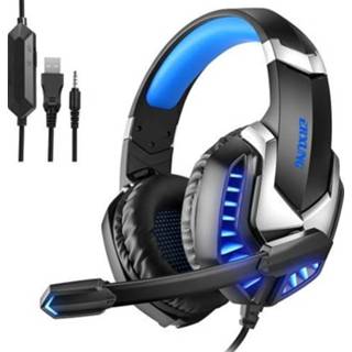 👉 Bedrade headset zwart blauw active J30 PC Computer E-sports Gaming Verlichting met microfoon (zwart blauw)