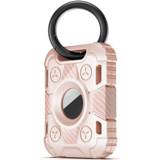 👉 Sleutelhanger roze koolstofvezel active Tank Armor anti-kras schokbestendig TPU beschermhoes met ringlus voor AirTag (roze)