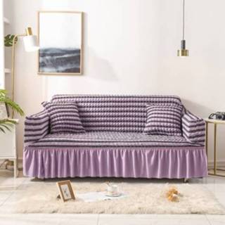 👉 Sofa paars m active Woonkamer Stretch Volledige Dekking Rok Stijl Cover, Maat: Dubbele 145-185cm (Twee kleuren Paars)