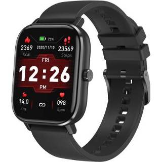 👉 Smartwatch zwart siliconen active DT35 + 1,75 inch kleurenscherm IP67 waterdicht, horlogeband, ondersteuning voor bluetooth-oproep / hartslagbewaking bloeddrukbewaking bloedzuurstofbewaking slaapbewaking (zwart)