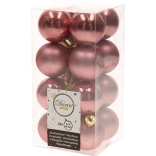 👉 16x Oud roze kerstballen 4 cm kunststof mat/glans