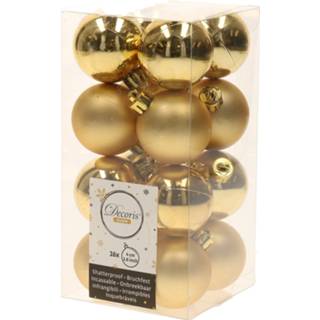 👉 48x Kunststof Kerstballen Glanzend/mat Goud 4 Cm Kerstboom Versiering/decoratie - Kerstbal