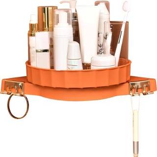 👉 Plank oranje active Punch-Free Badkamer Toilet Driehoek Muur Opknoping Vanity Make-Up Opbergrek (Oranje)