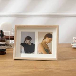 👉 Slinger houtkleur houten active wandgemonteerde Dual-Purpose combinatie fotolijststijl: twee frames (houtkleur)