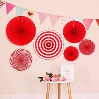 👉 Ornament rood papieren active 2 Packs Verjaardagsfeestje Bruiloft Kleur Driedimensionale Vouwventilator Ronde Fan Garland Ornamenten (Rood)