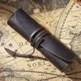 👉 Gordijn active Retro Eerste Laag Koeienhuid Pen Eenvoudige Literaire Etui Multifunctionele Volume (Crazy Horse Skin Koffie)