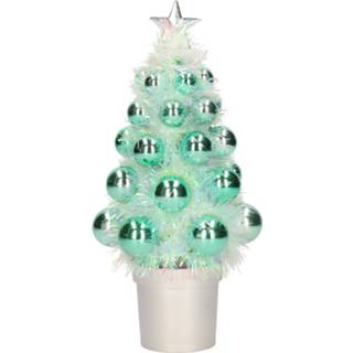 👉 Kerstboom groen Mini Kunst Kerstboompje Mint Met Kerstballen 19 Cm - Kunstkerstboom 8720276530330