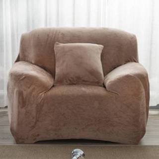 👉 Sofa pluche elastische antislip active Single Seat Effen Kleur Volledige Dekking Cover (Camel)