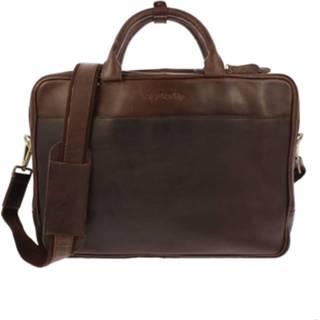 👉 Aktetas bruin active van ecoleer met 15.6 inch laptopvak - Boxer donkerbruin