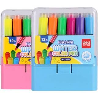 👉 Borstel active kinderen 2 STUKS Deli 12/24/36 Ribbon Seal Watercolor Pen wasbare borstel, kleur: 12 kleuren