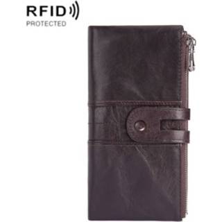 👉 Telefoontas paarse active vrouwen Retro dames RFID-portemonnee lederen lange mobiele (paarse koffiekleur)