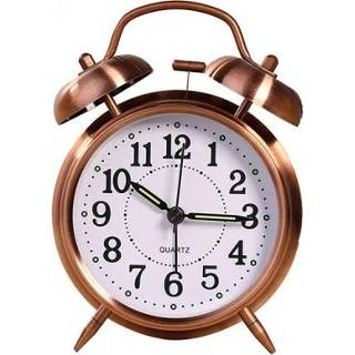 👉 Wekker geel active Metal Quality Mute Lichtgevende Klassieke Double Bell Clock (Geel)