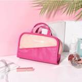 👉 Borstel transparante rood roze rose active Multifunctionele 2 in 1 make-uptas draagbare grote capaciteit cosmetische opbergtas waszak (rose + roze)