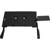 👉 Bureau zwart aluminium active T8 Opvouwbare&Opheffende Laptop Verhoogde Beugel met Ventilator&Muis Board (Zwart)