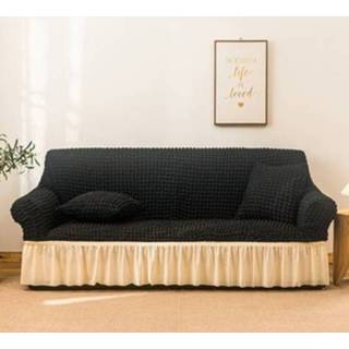 👉 Sofa zwart wit wax m active Woonkamer Stretch Volledige Dekking Rokstijl Cover, Maat: Dubbel 145-185cm (Zwart Wit)