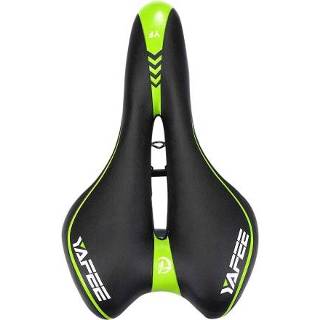 👉 Bike zwart groen active YAFEE YF-1034-3 Soft Mountain Seat Mountainbike Hol Ademend Zadel Zitkussen Fietsstoeltje (Zwart Groen)