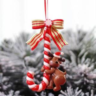 👉 Ornament active 3 STKS Kerstvakantie Kerst Cane Candy Bar Ornamenten (Kleine Herten)