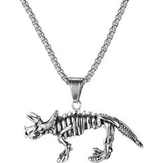 👉 Dinosaurus titanium active mannen OPK 1669 retro skelet hanger persoonlijkheid heren stalen eenhoorn ketting, kleur: ware kleur + ketting