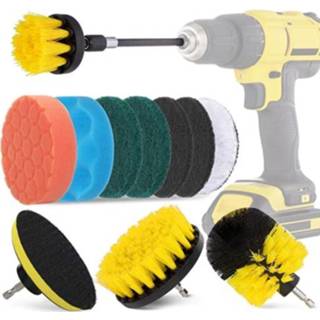 👉 Spons active 12 in 1 4 inch Schuursponsje Vloer Muur Vensterglas Reiniging Ontkalken Elektrische Boor Borstelkop Set