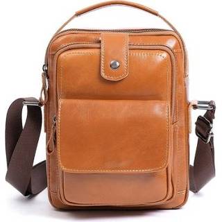 👉 Messenger bag bruin active mannen 6509 Heren Koeienhuid Multifunctionele One-Shoulder (Bruin)