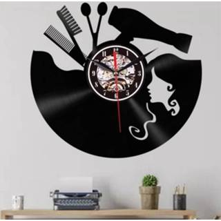 👉 Wandklok vinyl active meisjes 12 Inch Record Kapsel Meisje 3D Retro Klok Woonkamer Decoratie Quartz Wandklok, Stijl: Zonder Licht