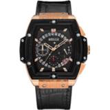 👉 Quartz horloge zwart rose active mannen BAOGELA 1703 Wine Barrel Type Multifunctioneel heren sport (Rose Shell Black Face)